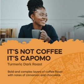Cafe Capomo Herbal Coffee Alternative, Caffeine & Acid Free, Turmeric Dark Roast, 11 oz. From Tattva’s Herbs