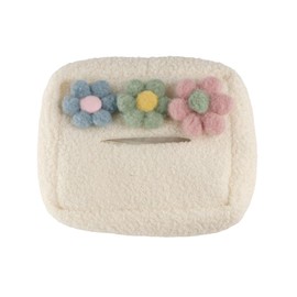 Soft Plush Car Tissue Holder Hanging Car Tissue Box Organizer Portable Cute Small Flower Napkin Tissue Box Case Holder for Car