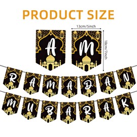 HFMYGS Ramadan Decoration, Ramadan Mubarak Banner Star Moon Lantern Garland Eid Mubarak Decoration Set, Ramadan Kareem Decoration for Muslim Islamic Party Ramazan Decor