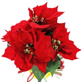 FPP-805 Christmas Flower, Poinsettia, Artificial Flowers, Photocatalyst, Velvet Material