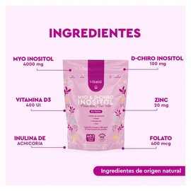 Vitatú | Myo Inositol & D-Chiro Inositol relación 40:1 con Folato + Vitamina D3 + Zinc, Suplemento Alimenticio en polvo diseñado para Mujeres (450 g c