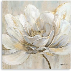 White Magnolia Livingroom Wall Art Magnolia Art Floral Magnolia Painting Bloosom Framed for Bedroom,Living Room,Kitchen,Office(24"X24"X1 Panel)
