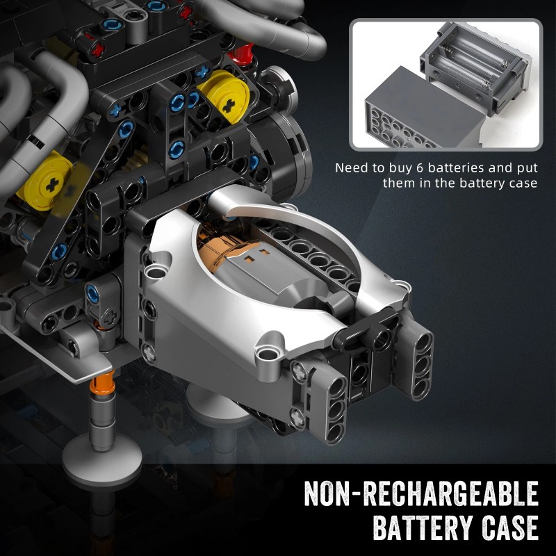 Mould King 10131 W16 Engine Motor Double V8 Cylinder Building