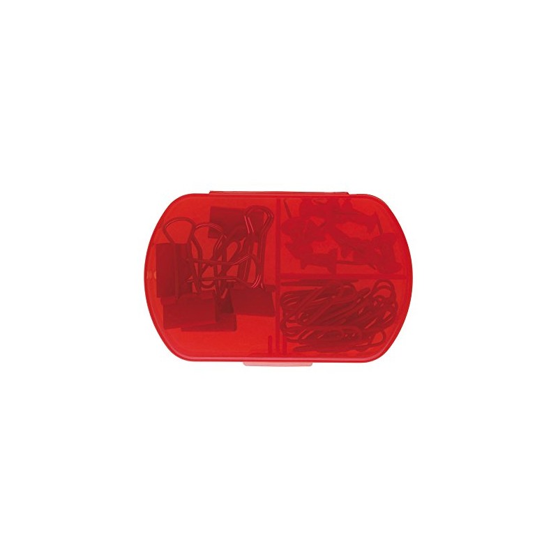 eBuyGB 3-In-1 Mini Stationary Box, Transparent Red