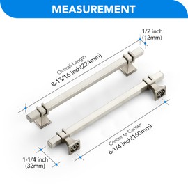 HOME EDIT 25 Pack 6-1/4 inch Brushed Nickel Cabinet Handles Square Zinc-Alloy Pulls for Kitchen Dresser Closet and Bathroom Cabinets Hardware