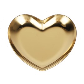 Heart Plates, Stainless Steel Heart Shaped Plates Small Heart Shaped Bowl Multifunctional Heart Dish Home Decoration Heart Tray for Home, Restaurant(Gold)