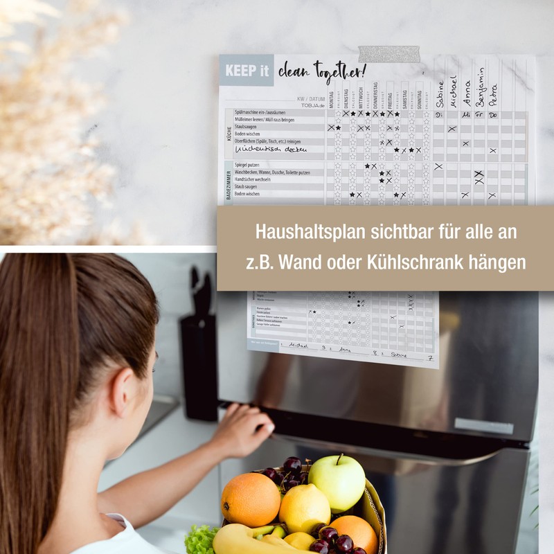 Task Planner Cleaning Plan Wipeable with Pen - Household Planner