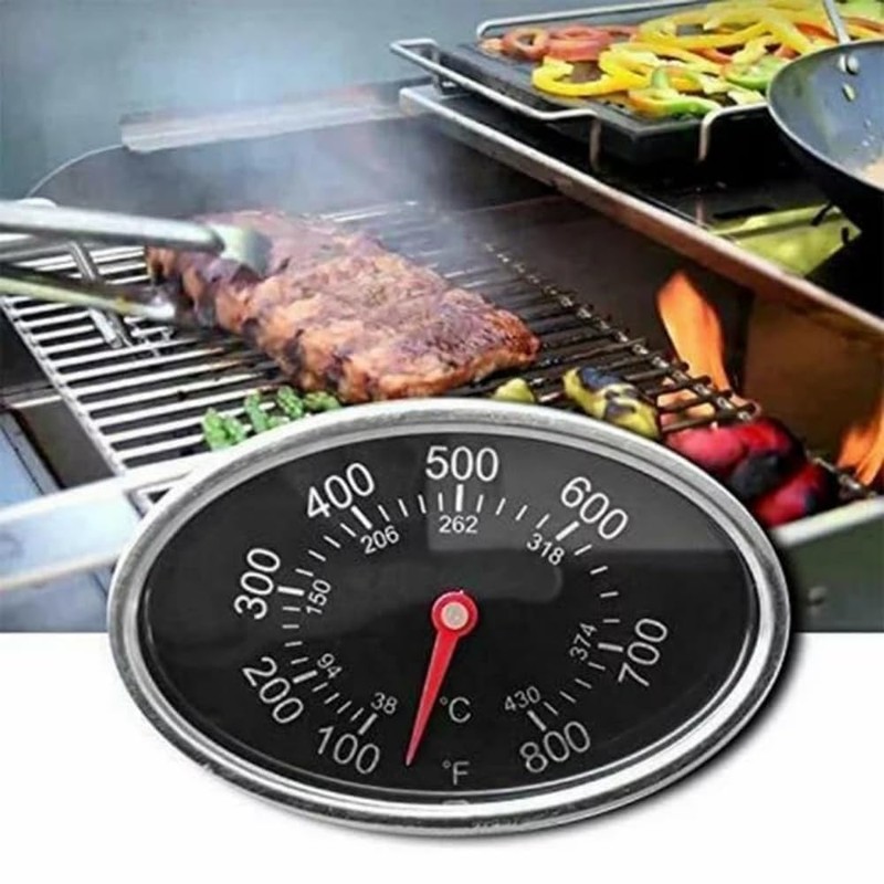 Grill Temperature Gauge, Heat Indicator Thermometer, BBQ Lid Replacement Part