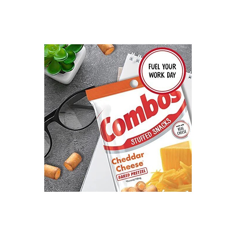 COMBOS Cheddar Cheese Pretzel Baked Snacks 6.3-Ounce Bag (Pack of