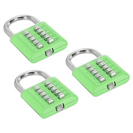 PATIKIL 10 Digit Button Combination Lock, 3 Pack 5 Position Locking Mechanism Push Button Security Digital Lock for Gym Sports Locker, Green