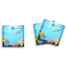 Butler in the Home Sticky Notes 12 Pack 3"x3" 50 Sheet Count Per Pad, Seas The Day Fish Shark, Cute Funny Memo Note Pads Stationery Journal Planner Paper