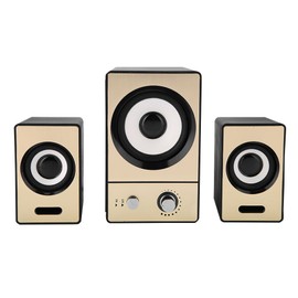 SADA 2.1 Stereo Surrounding Computer Laptop Speakers Clear PC Speakers with Subwoofers - Gold