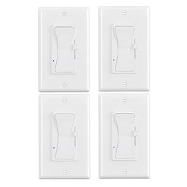 KEYGMA 0-10V LED Dimmer Switch, Low Voltage Dimmer Switch for Dimmable LED Lights, CFL, Halogen and Incandescent Bulbs, Single-Pole or 3-Way, Wallplate Included, ETL Listed (White, 4 Pack)