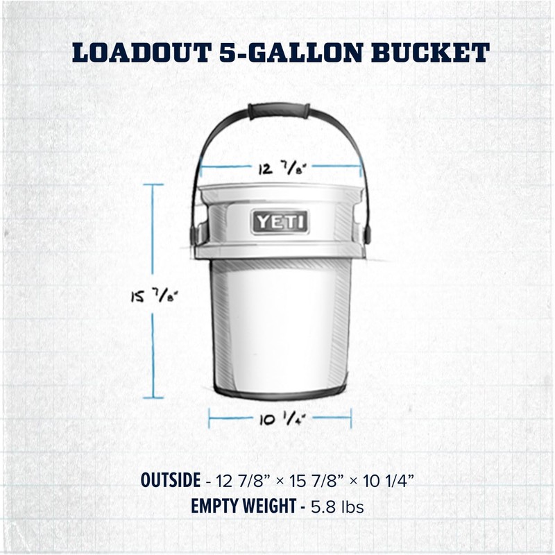 YETI Loadout 5-Gallon Bucket, Impact Resistant Fishing/Utility Bucket, Big Wave
