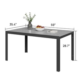 ALBAD Outdoor Dining Table for 6 Person Patio Tables for Outside Metal Table Rectangular Table for Garden/Lawn/Backyard
