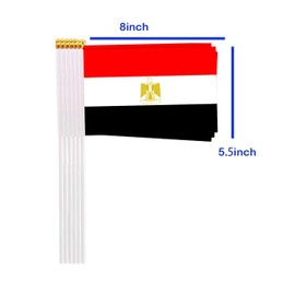 25 Packs Small Egypt Flags on Handheld Stick，Miniature Egyptian Flag for Outside,4x6 Inch Mini Hand Held Banner with Golden Topper,Patriotic Decorations