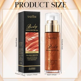 Shimmering Body Oil, 85ml Body Shimmer Oil, Body Glitter Oil, Körper Highlighter Öl, Körperglitzer Öl für Gesicht und Körper, Feuchtigkeitsspendender und Glänzender Flüssiger Highlighter