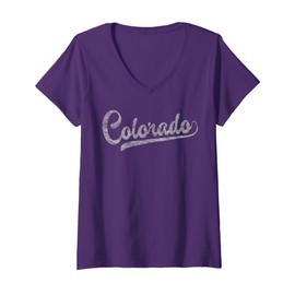 Womens Colorado Baseball Fan Vintage Rocky Mountains V-Neck T-Shirt