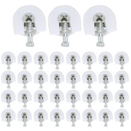 Bxian 35PCS 21x20x10mm White Shelf Support Bracket Threaded Cam Lock Shelf Support Bracket Closet Furniture Stud Pin with Screw for Cabinet Closet Wardrobe Desk