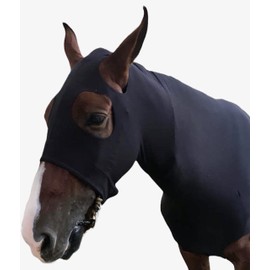 Majestic Ally Stretch Lycra Horse Hood with Zipper (Large, Black)