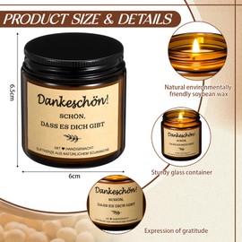 Sinmoe 6 Stück Dankeschön Geschenke Sojawachs Duftkerze im Glas 3,5 oz Inspirierende Kerzen Danke Duftkerzen Abschiedsgeschenk für Frauen Kollegin Lehrer Geburtstag Abschluss Büro Rente Hochzeit Spa