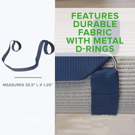 Yoga Mat Sling Carry Strap - Easy-Cinch Yoga Strap, Yoga Belt, Stretch Band, Yoga Sling with loops and D-Rings 1 Count (No Mat Included) (Blue)