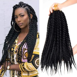 7 Pack Senegalese Twist Crochet Hair 18Inch Havana Twist Crochet Braids Soft Synthetic Braiding Hair Extensions For Black Women (18inch, 1B)