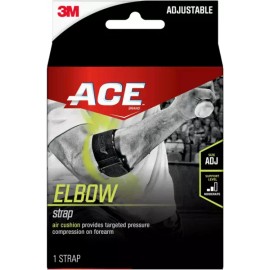 ACE 스포츠 테니스 엘보우 스트랩 조절 가능 블랙 1개/팩 ACE Sports Tennis Elbow Strap Adjustable Black 1ea/ Pack [Elbow Strap]