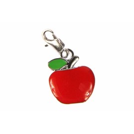 Miniblings Apple Apples Fruit Charm Zipper Pull Metal Enamelled Red – Handmade Fashion Jewellery I Silver-Plated Pendant Charm Bracelet – Pendant for Bracelet, Metal, No Gemstone