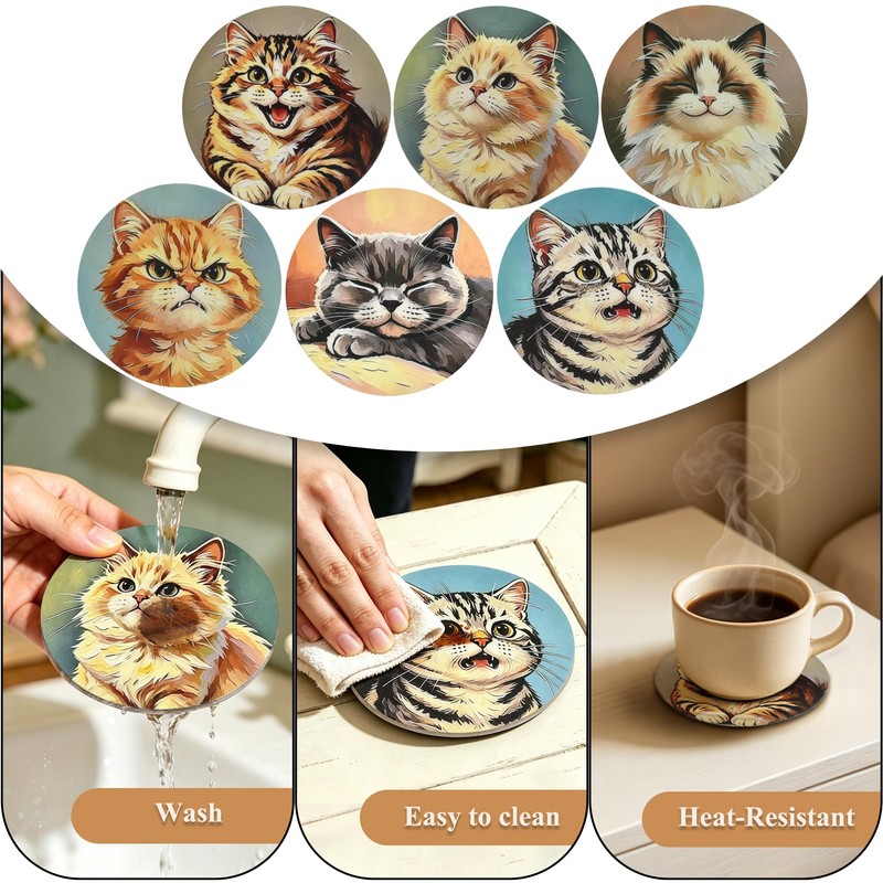 Sopicoz Coaster Set of 6, Drink Coaster for Home, Silicone