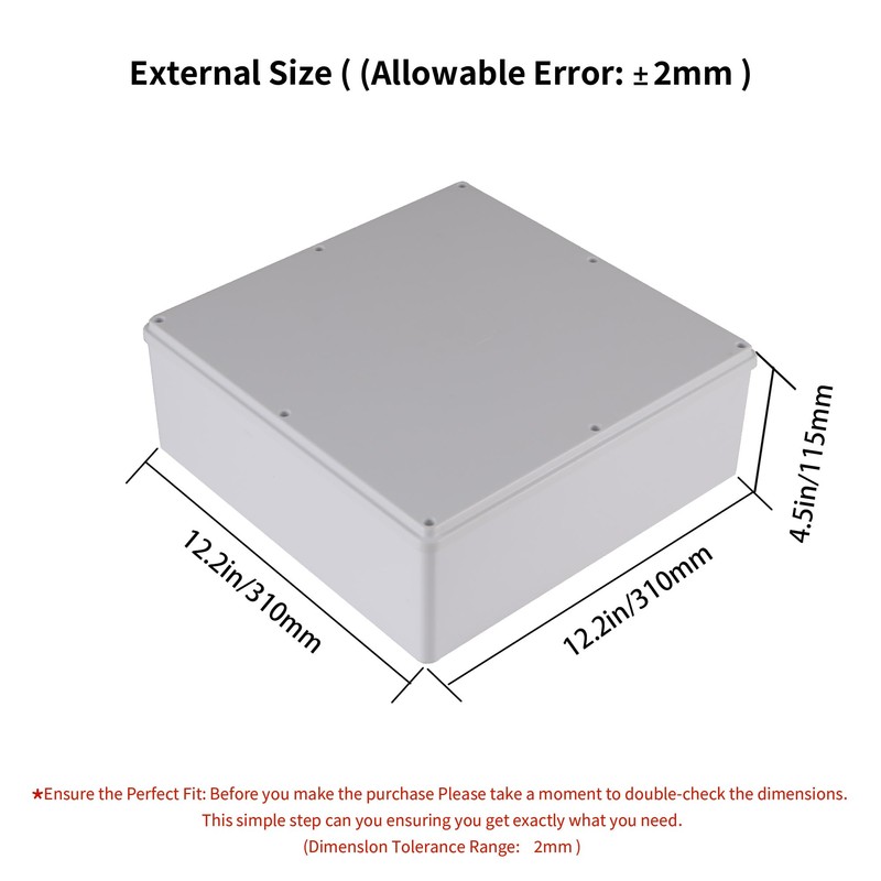 12" x 12" x 4" Plastic Dustproof Waterproof Box IP65