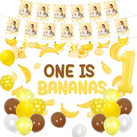 Bananas 1st Party Decoration, One Is Bananas Backdrop Banner Bananas Theme First Birthday Photo Banner Number 1 Foil Balloons Latex Balloons Bananas 1st Bday Decor for Kids First Birthday