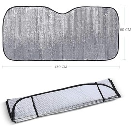 Universal-Sonnenschutz, faltbar, Sonnenschutz für die Windschutzscheibe mit 2 Saugnäpfen, 2 Gurten (150 x 80 cm)