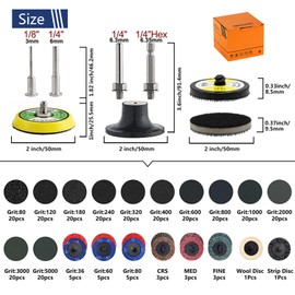 274Pack 2inch Sanding Discs Pad Variety Kit for Die Grinder Accessories Drill Sanding Attachment with 1/8"&1/4" Shank Pad Holder, Sanding Pads Includes 36-5000# for Metal, Wood, Automotive Polishing