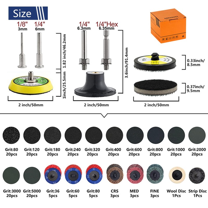 274Pack 2inch Sanding Discs Pad Variety Kit for Die Grinder