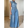 Cupitool Women's Sleeveless Denim Jumpsuits High Waisted Wide Leg Jumpsuit