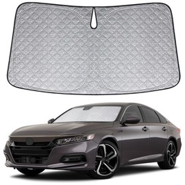 Federedevo 6 Layers Custom Fit Windshield Sun Shade for 2017-2022 Honda Accord, Foldable Car Sunshade with Storage Bag, Heat Reflective & UV Protection