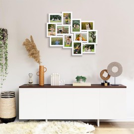 J.M.Deco Picture Frames Collage 12-Opening Reunion Friends Family Memory Photo Frames Collage for Wall Decor Photo Frame Selfie Gallery Puzzle Collage Wall Hanging for 4x6 Photo, White