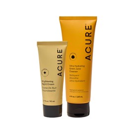 Acure | Rutina Nocturna Hidratante e Iluminadora | Limpiador con adaptógenos y crema para unificar el tono de la piel
