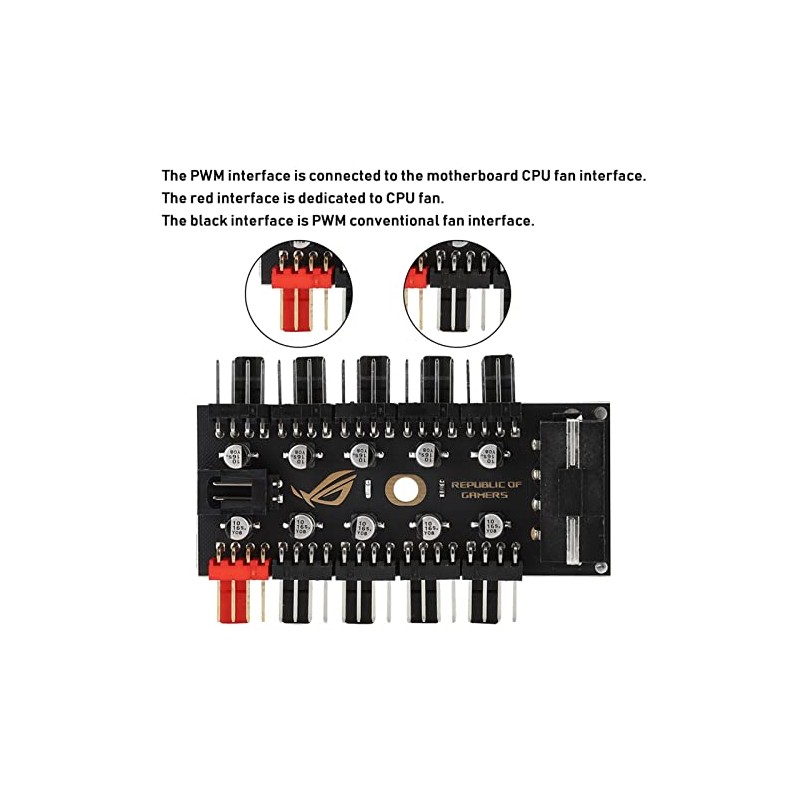 4pin 10 Puertos PC Fan Hub, Concentrador Hub de Ventilador