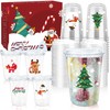 Xuelimei 16oz Christmas Disposable Plastic Cups with Strawless Sip Lids-Xmas