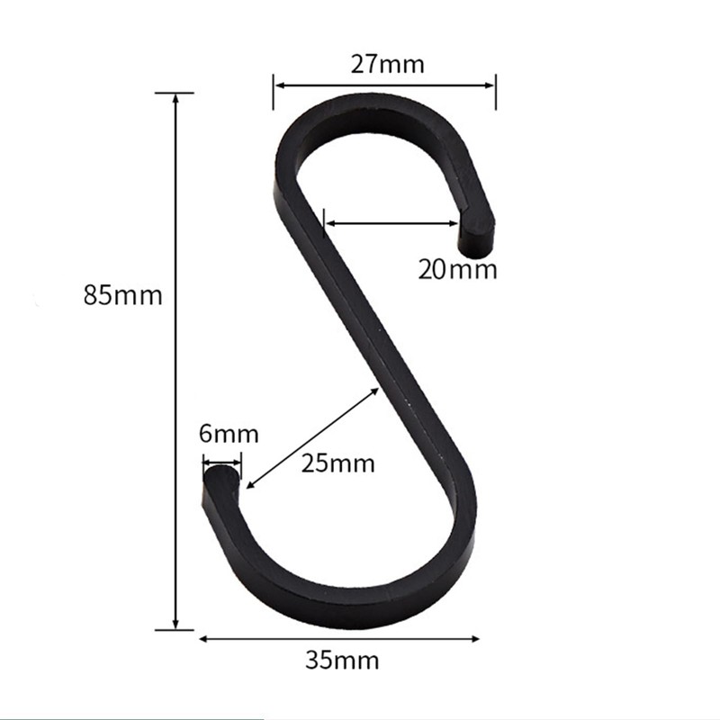YFelomatric Aluminium S Hooks Pack of 12, Black, Suitable for