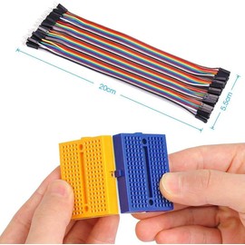 GTIWUNG Pack of 12 170 Tie Points Mini Breadboard Kit, Solderless Prototype Circuit Board for Arduino Proto Shield, 6 Colours + 3 Pieces 20 cm Female/Male-Female/Male-Male Jumper Wire, 24AWG
