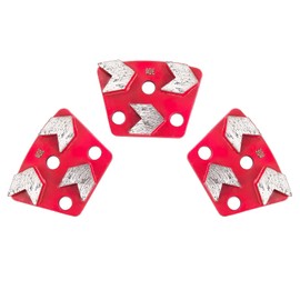 3Pcs Trapezoid Diamond Grinding Disc, 30 Grit Floor Grinding Pad Concrete Grinding Disc with M9 Mounting Hole, for Granite Stone Marble Floor Grinder or Polishing (3 Arrow Teeth-Red)
