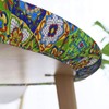 WOAIDY Elastic Round Fitted Tablecloth, Fit Mexican Talavera Design, Stretchable