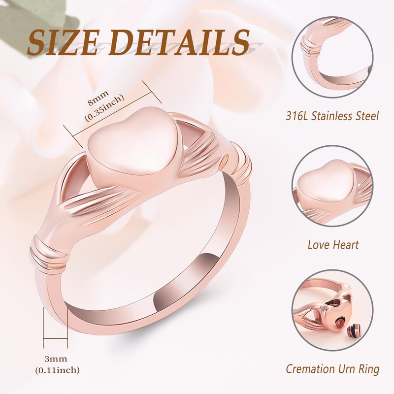 Minicremation Cremation Urn Ring for Ashes for Women Stainless Steel