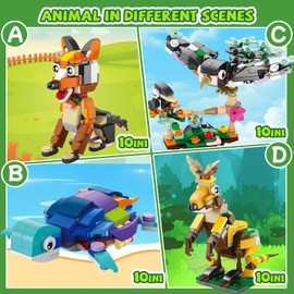 TIMCHESS 40 Packs Animal Building Blocks Party Favors - 1240pcs Mini Animals Building Blocks Sets Ocean, Wildlife, Bird & Pet Paradise for Kids Classroom Prizes Stocking Stuffers Birthday Goodie Bags