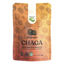BRAIN FOOD Hongo Chaga Orgánico en Polvo - Adaptógeno Natural 100 - Antioxidante 50 g  Vegano  Organic  Chaga Powder                                  