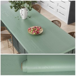 VEELIKE Smoky Green Wood Contact Paper Peel and Stick Textured Wood Grain Contact Paper for Cabinets Desk Countertops Waterproof 15.7''x118'' Green Wood Wallpaper Adhesive Removable Wood Vinyl Wrap