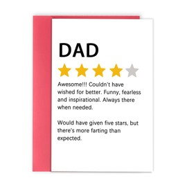 Asmallgf Funny Star Rating Fathers Day Card, Best Dad Gifts from Daughter Son, Birthday for Step Father